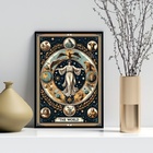 Quadro Carta Tarot Vintage - The World 33x24cm - Com Vidro Mo
