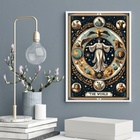 Quadro Carta Tarot Vintage - The World 45x34cm Moldura Preta