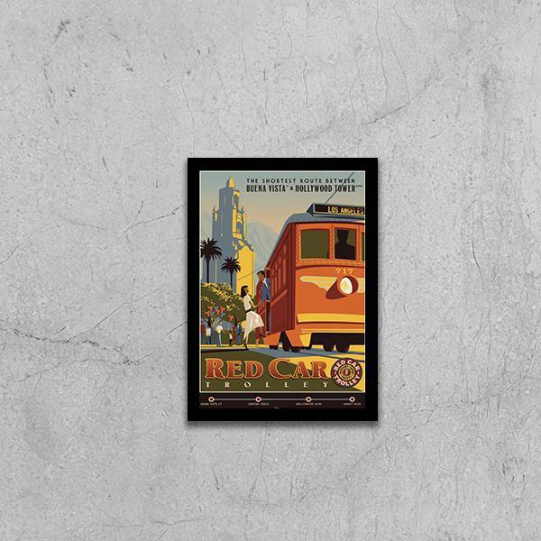 Quadro Cartaz Retrô Bonde Los Angeles 24x18cm Moldura:madeira