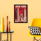 Quadro Cartaz Vintage New York 24x18cm - Com Vidro Moldura:ma