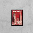 Quadro Cartaz Vintage New York 33x24cm - Com Vidro Moldura:ma