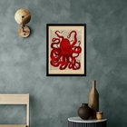 Quadro Casa De Praia- Polvo Vermelho 24x18cm - Com Vidro Mold