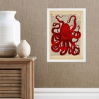 Quadro Casa De Praia- Polvo Vermelho 24x18cm - Com Vidro Mold