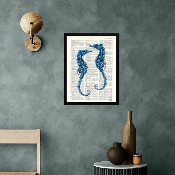 Quadro Casa De Praia - Cavalos Marinhos 45x34cm Moldura:madei