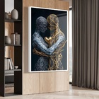 Quadro Casal Conexão Entre Almas - 70x50cm Moldura Preta