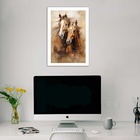 Quadro Casal De Cavalos 33x24cm - Com Vidro Moldura Branca