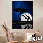 Quadro Casal De Girafas Na Noite -- Br Artes Grande 118x78