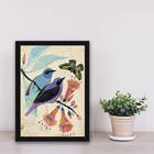 Quadro Casal De Passarinhos 24x18cm Moldura:madeira Preta