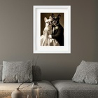 Quadro Casamento Bulldog Francês - 60x48cm Moldura Branca