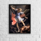 Quadro Católico São Miguel Arcanjo 33x24cm Moldura:madeira Pr