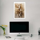 Quadro Cavalo Bege Aquarela 45x34cm Moldura Preta