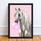 Quadro Cavalo Horse Bubble Gum 45x34cm Moldura:madeira Branca