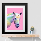 Quadro Cavalo Unicórnio - 60x48cm Moldura:madeira Preta