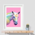 Quadro Cavalo Unicórnio - 60x48cm Moldura:madeira Preta