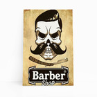 Quadro Caveira Barbearia Barber Shop Canvas 120x80cm