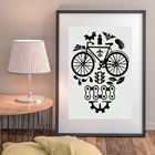 Quadro Caveira Bicicleta - 60x48cm Moldura:madeira Branca