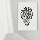 Quadro Caveira Bicicleta - 60x48cm Moldura:madeira Branca
