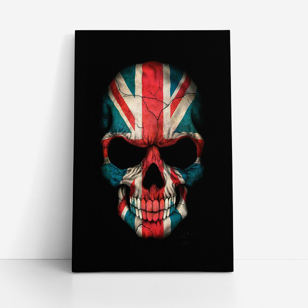 Quadro Caveira Grã-bretanha Arte Desenho Canvas 100x70cm