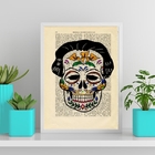 Quadro Caveira Mexicana Masculino 45x34cm - Com Vidro Moldura