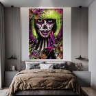 Quadro Caveira Mexicana Roxa - 1 Tela Estampado