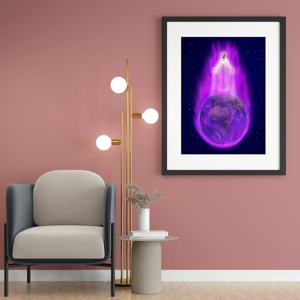 Quadro Chama Violeta Saint Germain - 60x48cm Moldura:madeira