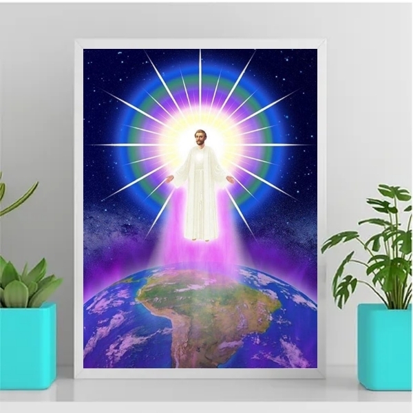 Quadro Chama Violeta Saint Germain Mundo 24x18cm Moldura:made