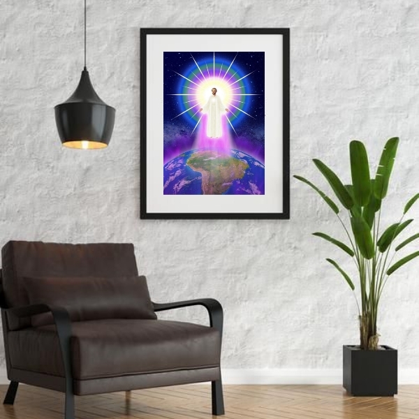 Quadro Chama Violeta Saint Germain Mundo - 60x48cm Moldura:ma