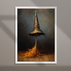 Quadro Chapéu E Vassoura De Bruxa 33x24cm - Com Vidro Moldura