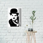 Quadro Charlie Chaplin Abstrato Preto E Branco 24x18cm - Com