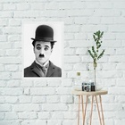 Quadro Charlie Chaplin Abstrato Preto E Branco 45x34cm Moldur