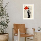 Quadro Charlie Chaplin Balões Corações 45x34cm Moldura:madeir