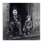 Quadro Charlie Chaplin Menino Uniart Preto & Branco 30x30cm