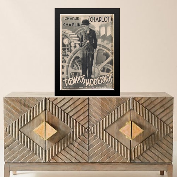 Quadro Charlie Chaplin - Poster Vintage 45x34cm - Com Vidro M
