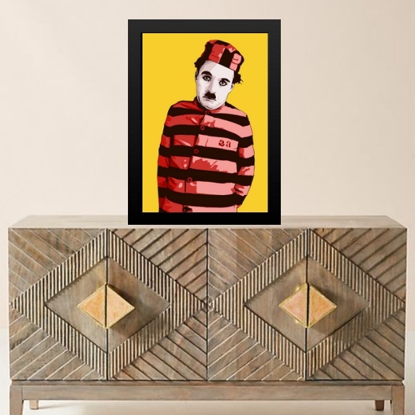 Quadro Charlie Chaplin Presidiário 33x24cm - Com Vidro Moldur