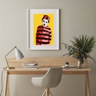 Quadro Charlie Chaplin Presidiário - 60x48cm Moldura Branca