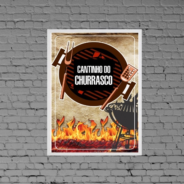 Quadro Churrasqueira Cantinho Do Churrasco 45x34cm - Com Vidr
