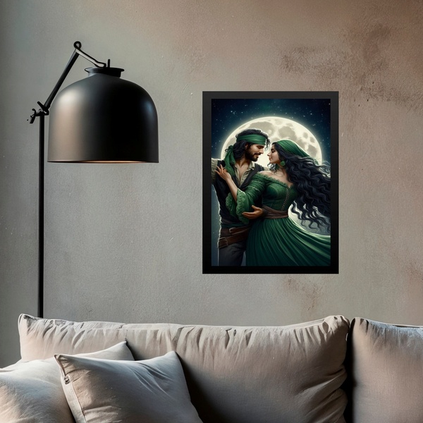 Quadro Cigana Esmeralda E Wladimir 33x24cm - Com Vidro Moldur