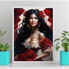 Quadro Cigana Rosa Vermelha 24x18cm - Com Vidro Moldura:madei