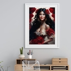 Quadro Cigana Rosa Vermelha - 60x48cm Moldura:madeira Branca
