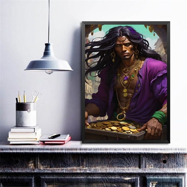 Quadro Cigano Vladimir - Pote Ouro 24x18cm - Com Vidro Moldur