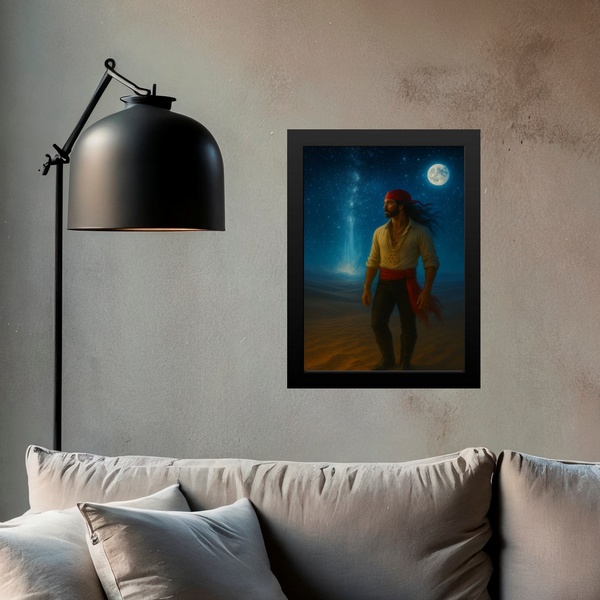 Quadro Cigano Wladimir Lua Cheia 45x34cm Moldura Preta