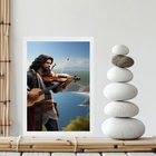 Quadro Cigano Wladimir - Praia 24x18cm - Com Vidro Moldura Pr