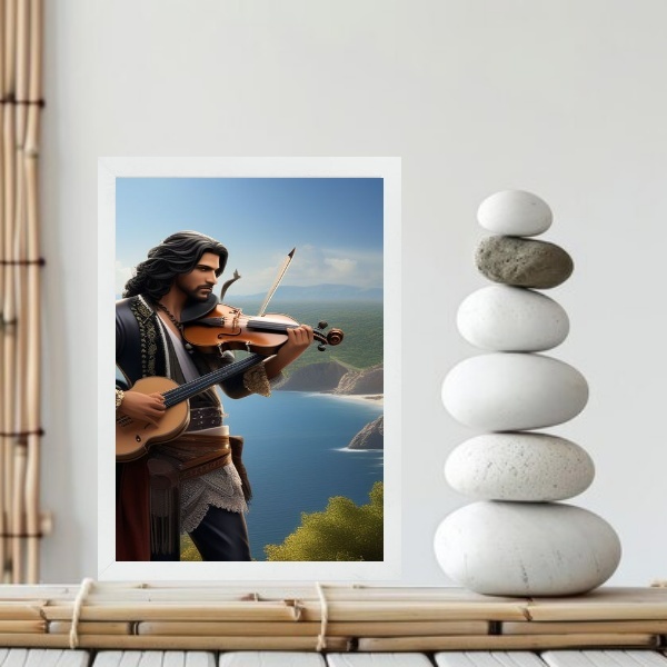 Quadro Cigano Wladimir - Praia 33x24cm - Com Vidro Moldura Pr