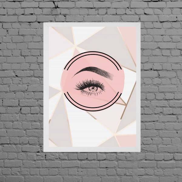 Quadro Cílios E Sombrancelha Geométrico 33x24cm Moldura:madei