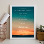 Quadro Cinco Princípios Do Reiki 33x24cm - Com Vidro Moldura: