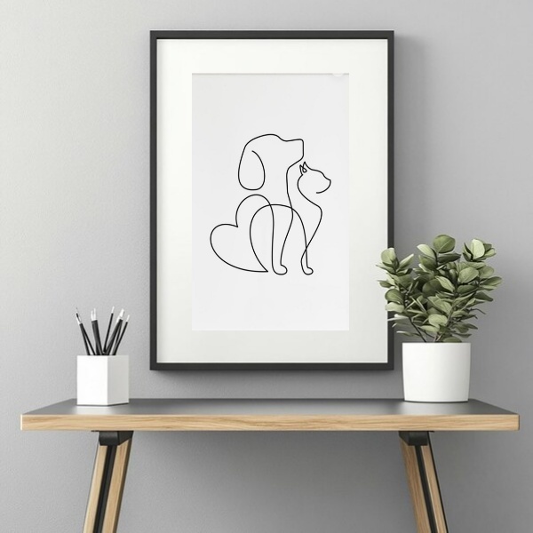Quadro Clinica Veterinária Minimalista - 60x48cm Moldura Bran