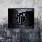 Quadro Clube Atlético Mg Fundo Aramado 24x18cm - Com Vidro Mo