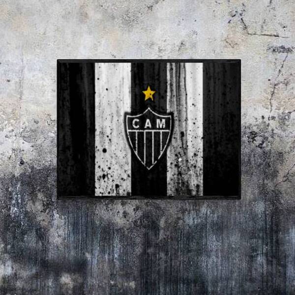 Quadro Clube Atlético Mg Fundo Listrado Vertical 24x18cm Mold