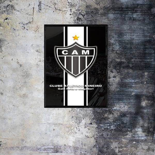 Quadro Clube Atlético Mg Galo Forte Vingador 24x18cm - Com Vi