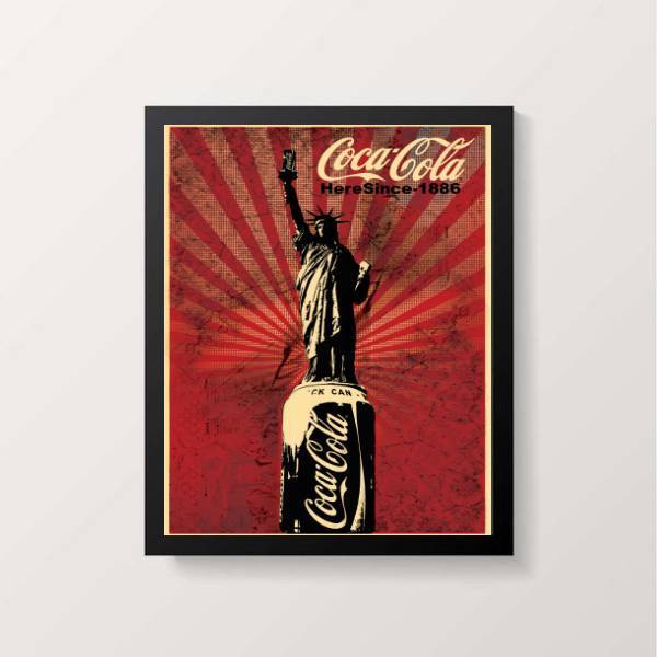 Quadro Coca-cola Estátua Da Liberdade 33x24cm - Com Vidro Mol